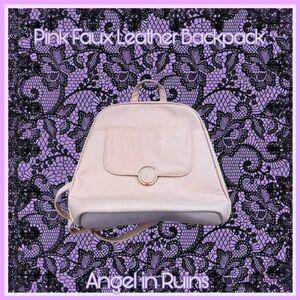 Pink Faux Leather Mini Backpack